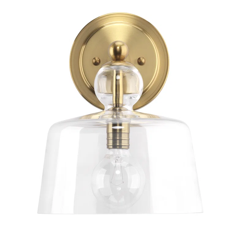 Elevate 12" Antique Brass and Clear Glass Jelly Jar Wall Sconce • Spoken